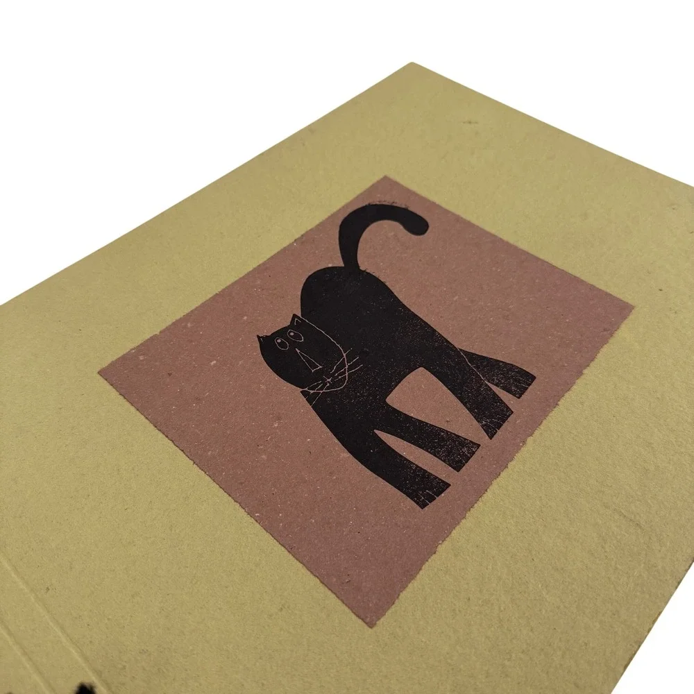 VTG Felice Botta Firenze Italy Handmade Cat Photo Album Scrapbook‎ Paper Journal